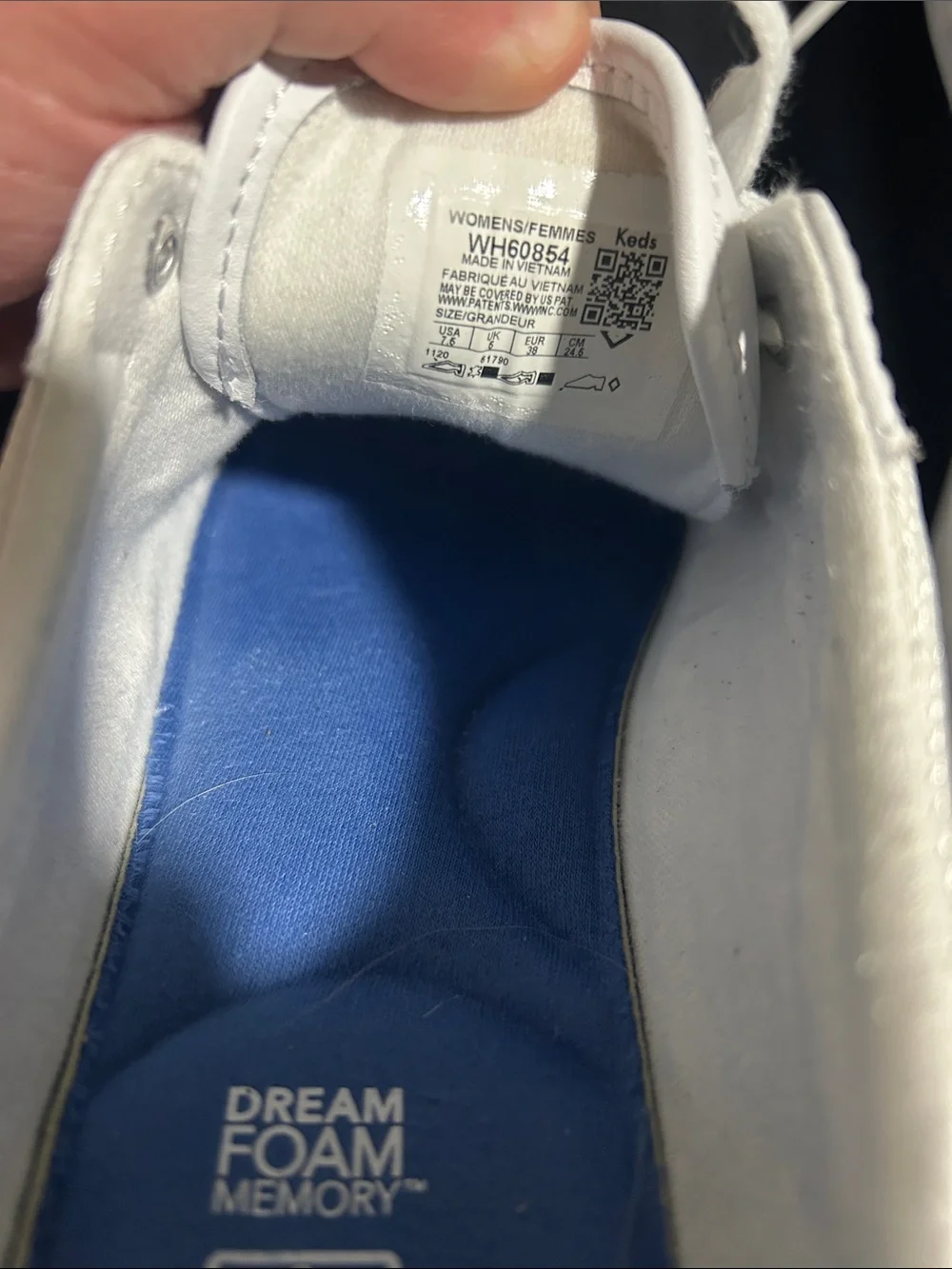 Keds White Leather Sneakers with Blue Insole